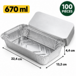 Barquette aluminium + couvercle 670 cc 100 PS