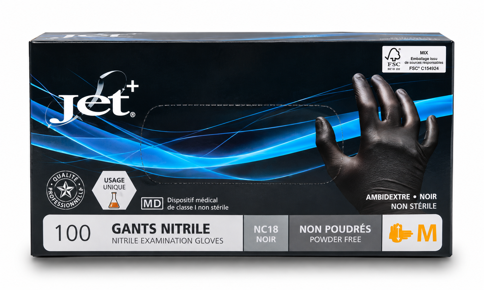 NON POUDRÉ M Gants nitrile noir non poudré M 10*100 – Image 1
