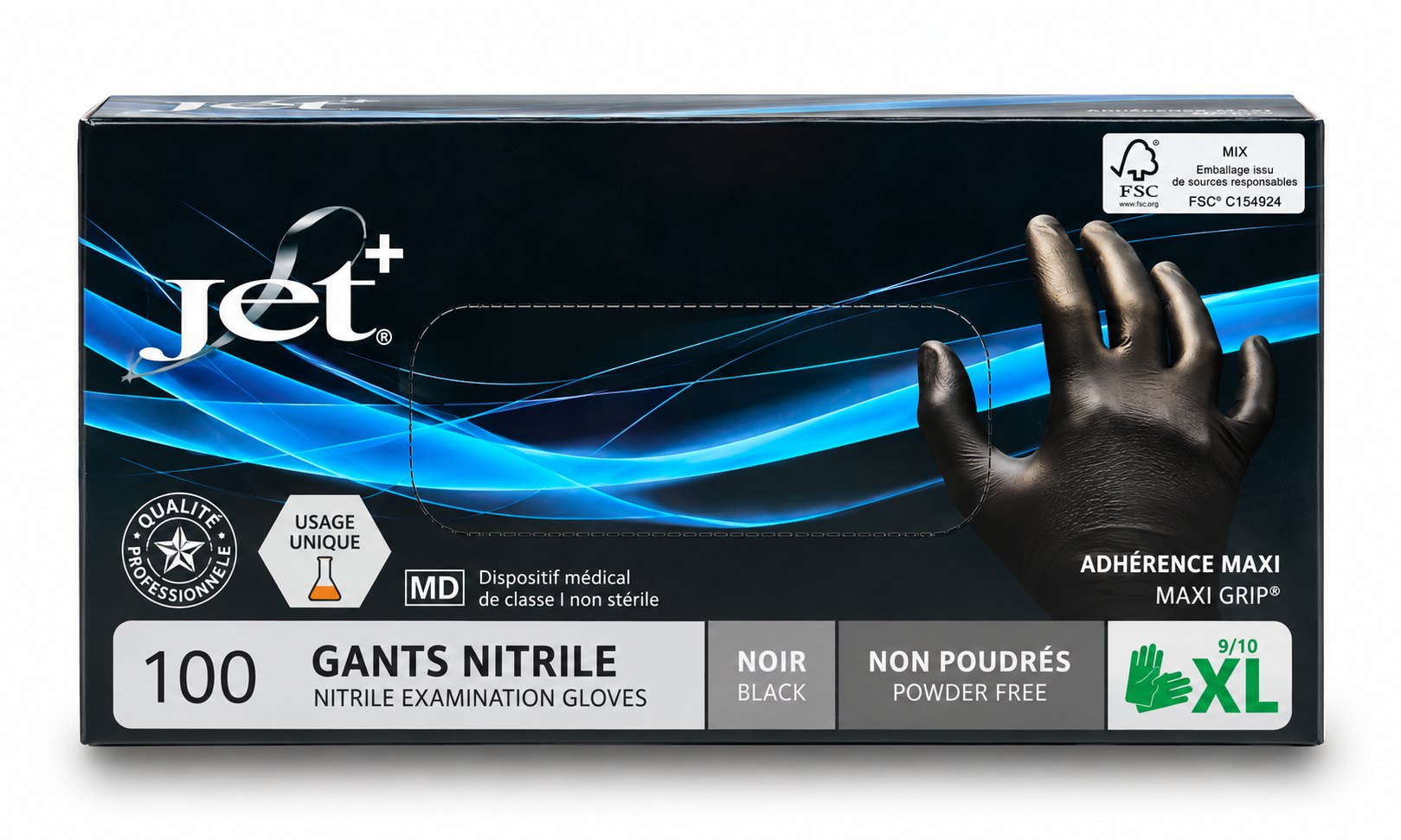 NON POUDRÉ XL Gants nitrile noir non poudré XL 10*100 – Image 1