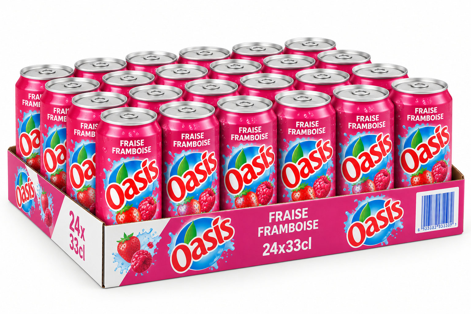 Oasis Fraise Framboise 33 cl Oasis Fraise Framboise 33 cl – Lot de 24 canettes – Image 1